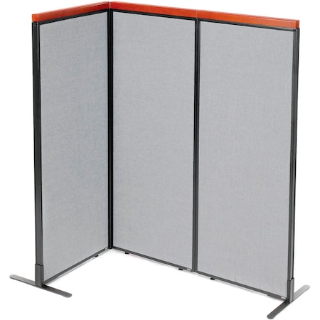 Interion By Global Industrial Interion Deluxe Freestanding 3-Panel Corner Room Divider, 24-1/4inW x 61-1/2inH Panels, Gray 695088GY